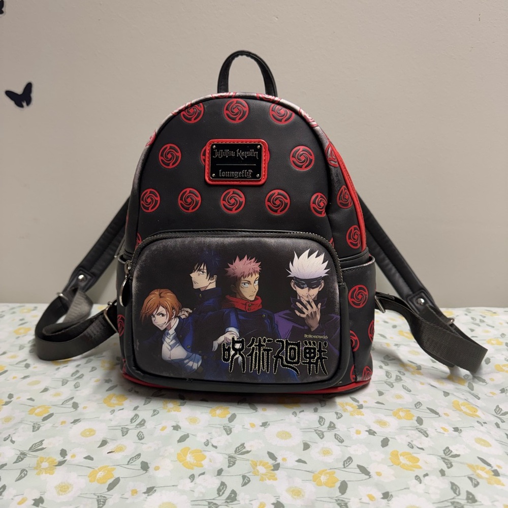 Black and Red Anime Character Backpack